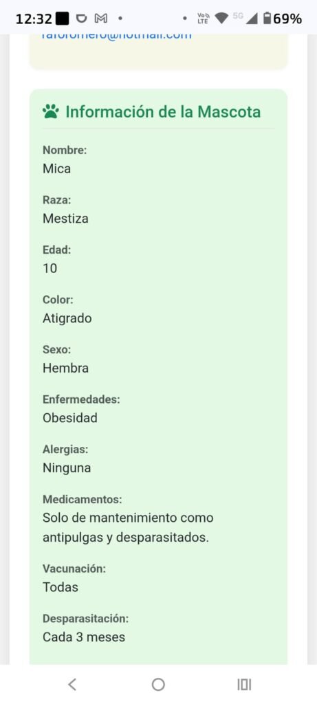 mica id card info mascota