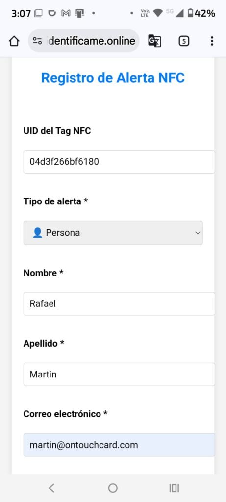 std info contacto persona