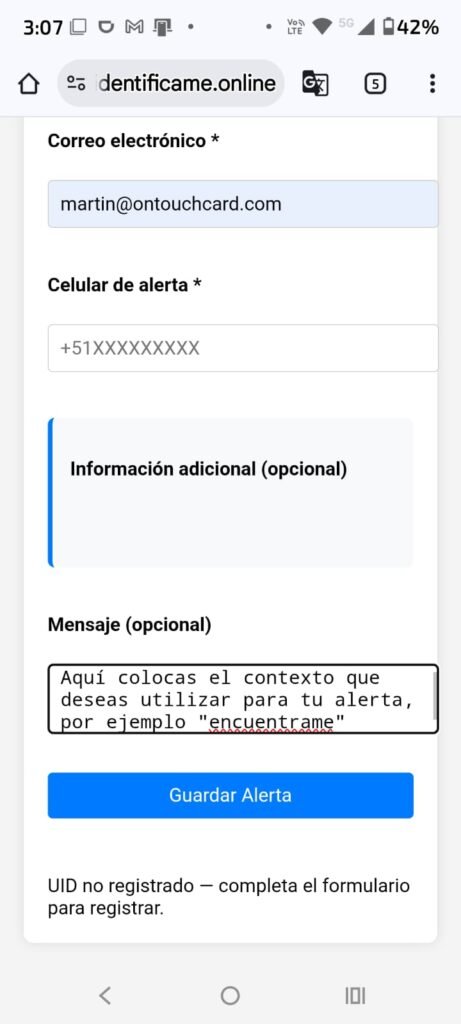 std info opcional persona